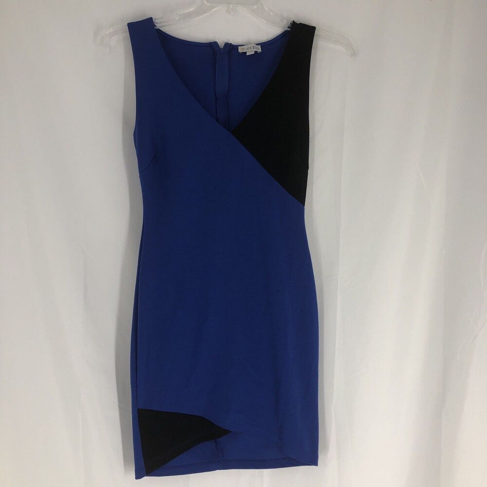 GUESS Blue Black Colorblock Sleeveless Bodycon Mini Dress - Women's Small